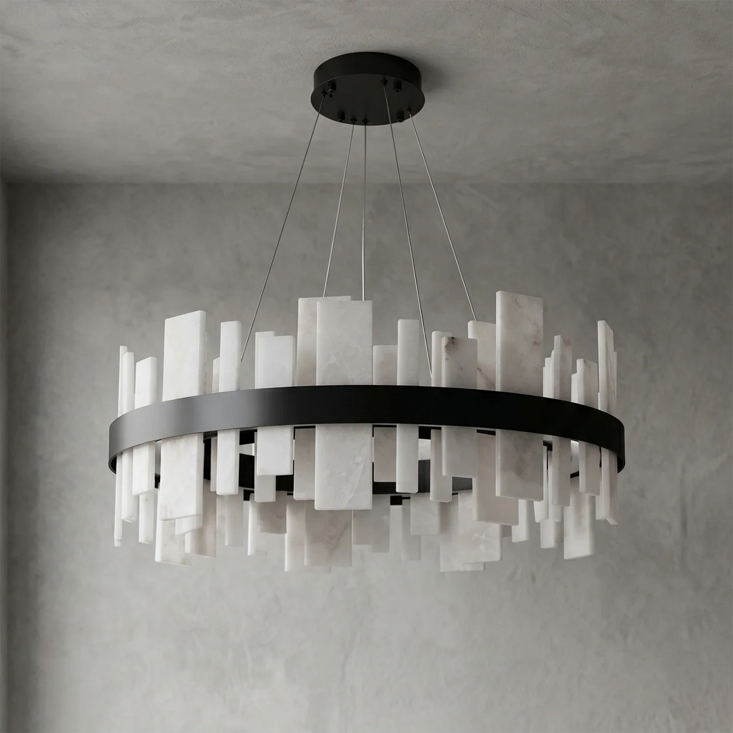 Natural Alabaster Tile Round Chandelier