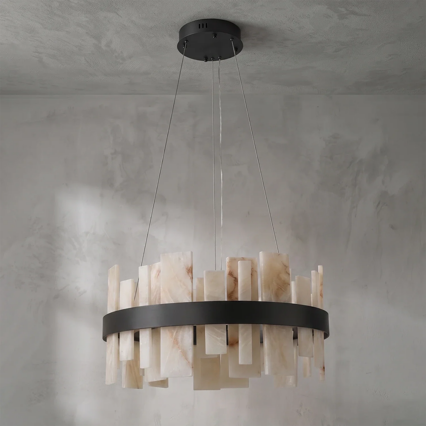 Natural Alabaster Tile Round Chandelier