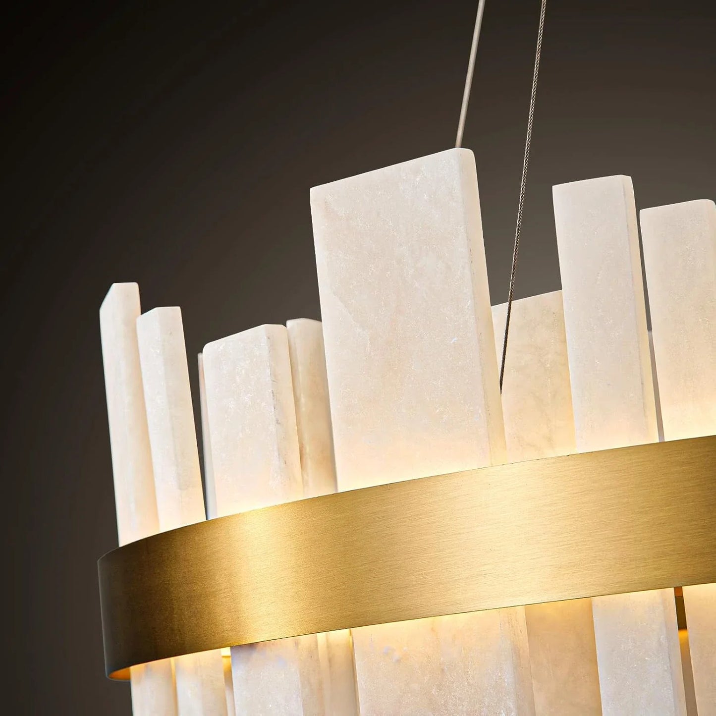 Natural Alabaster Tile Round Chandelier