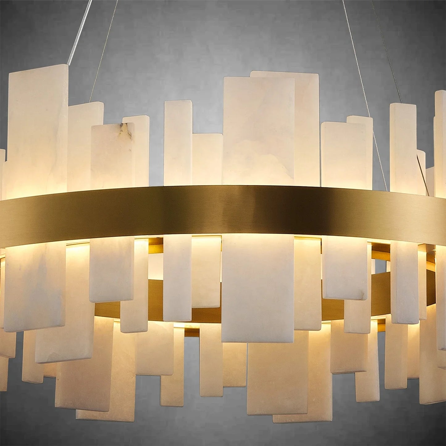Natural Alabaster Tile Round Chandelier