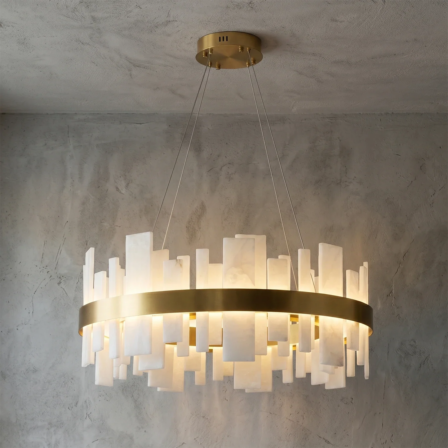 Natural Alabaster Tile Round Chandelier