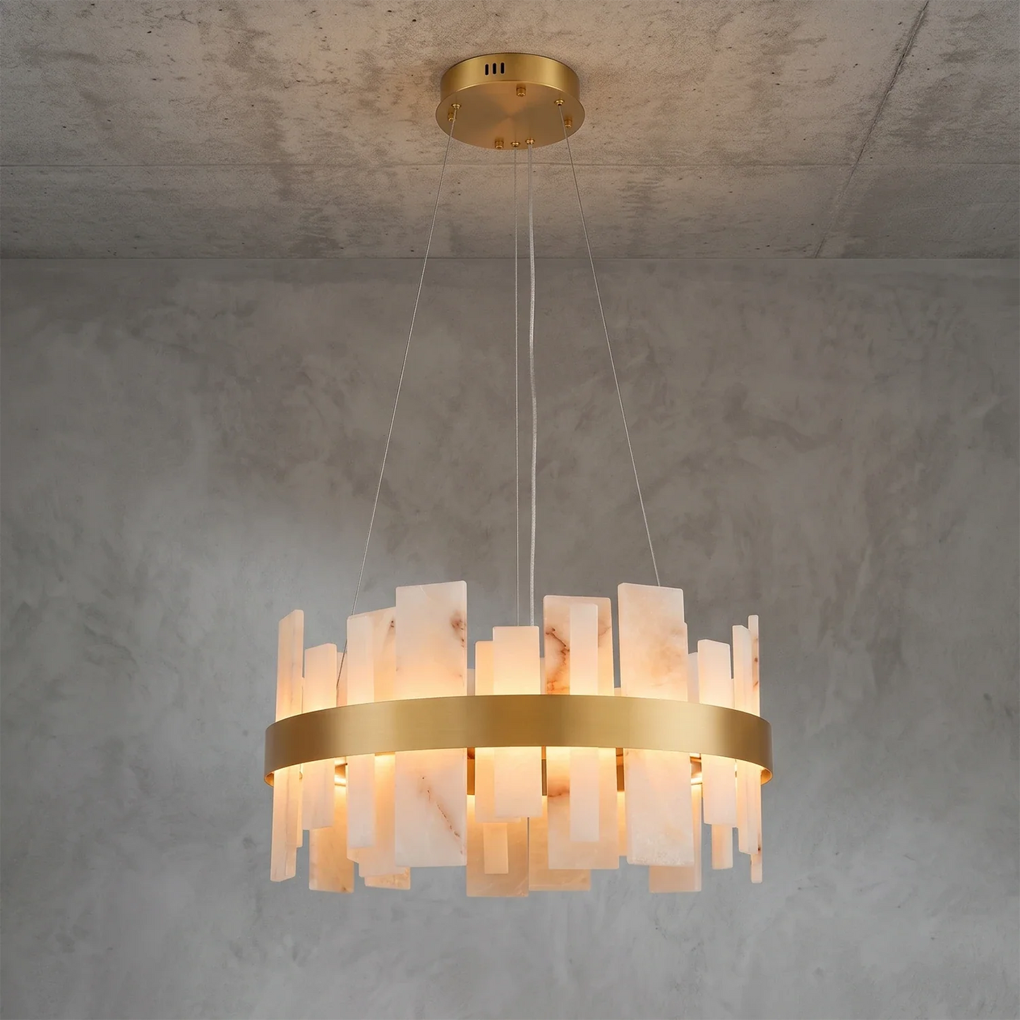 Natural Alabaster Tile Round Chandelier