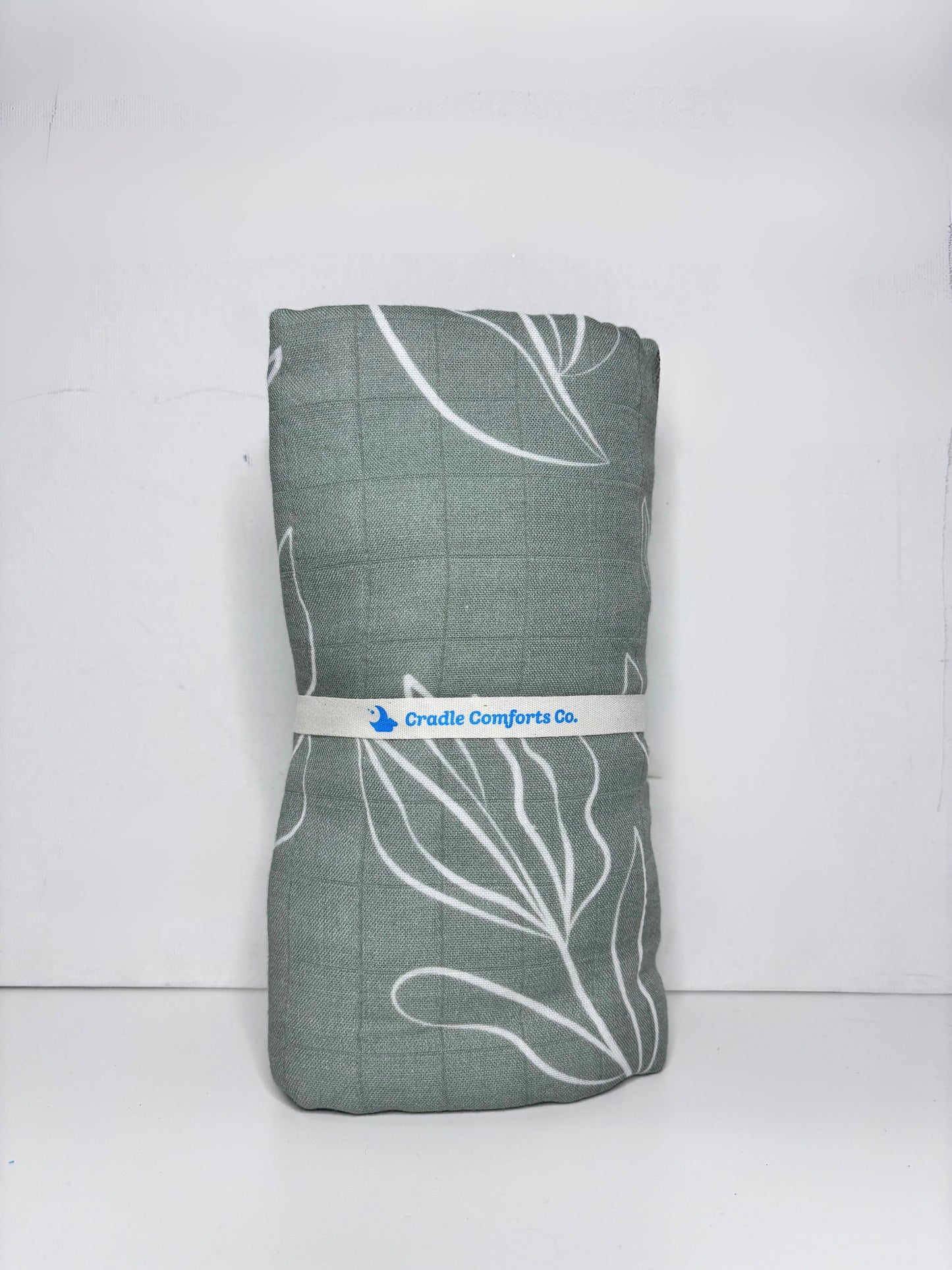 Organic Bamboo Cotton Muslin Swaddle Blanket in Natural Oasis Willow