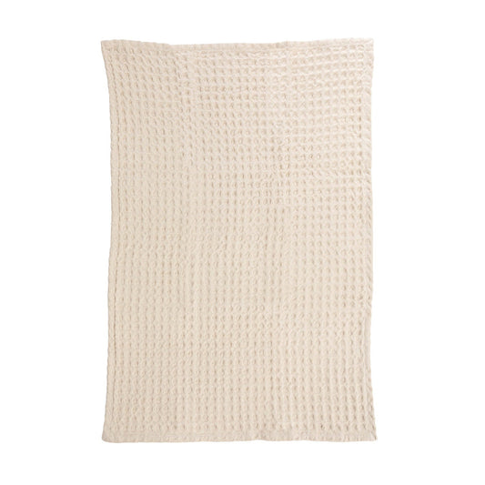 Natural Cream Stonewashed Waffle Weave Kitchen Tea Towel