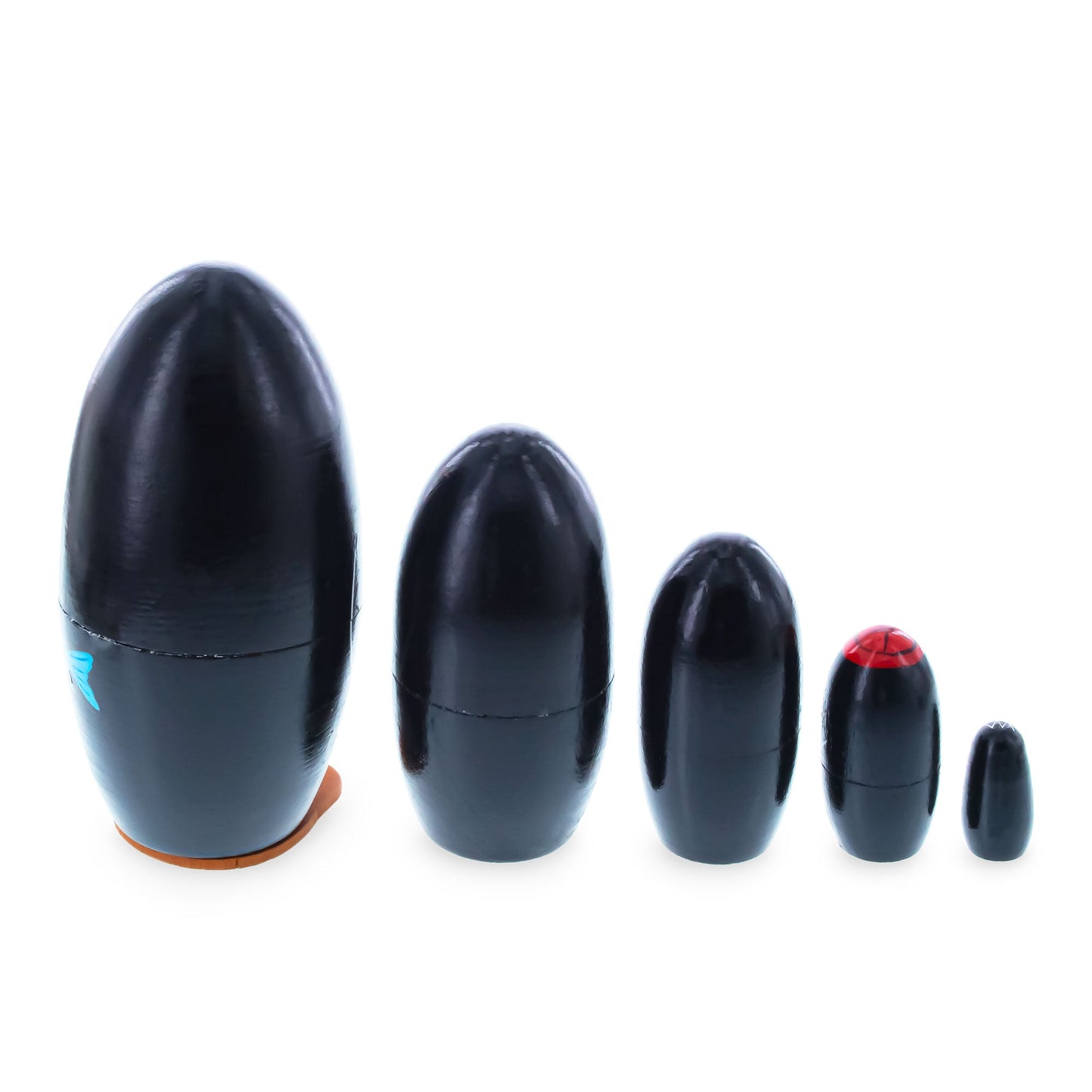 Set of 5 Penguins Wooden Nesting Dolls 5 Inches