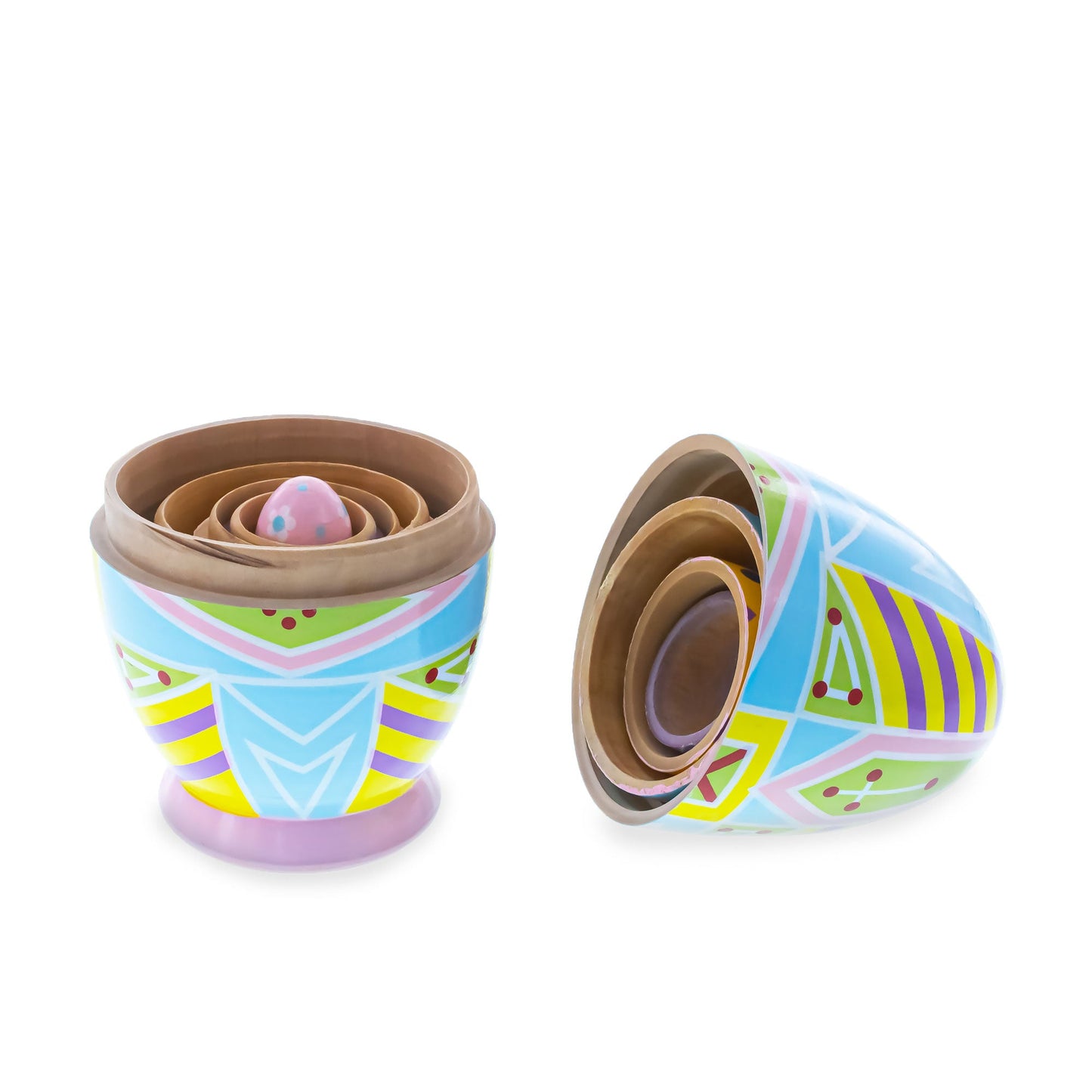 Set of 5 Ukrainian Style Easter Eggs Wooden Nesting Dolls 5 Inches