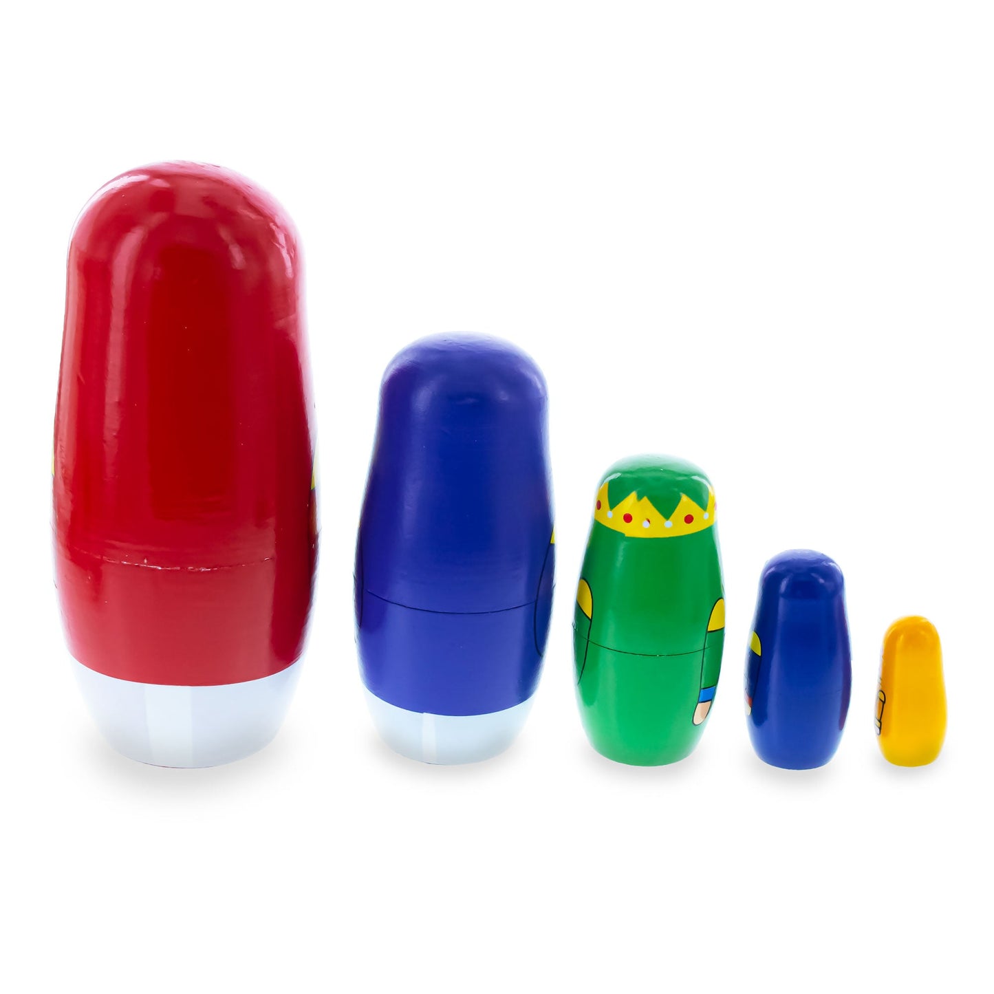 Set of 5 Nutcrackers Wooden Nesting Dolls 5.5 Inches