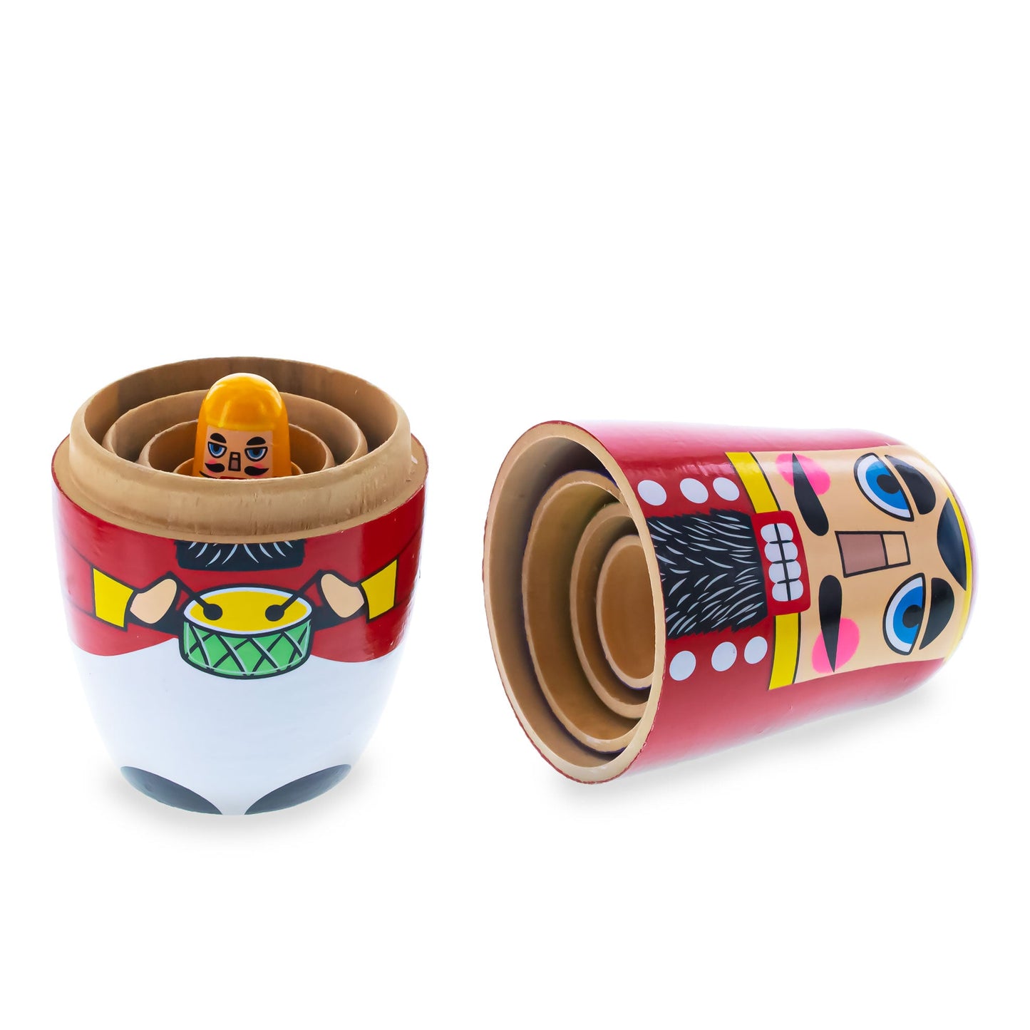 Set of 5 Nutcrackers Wooden Nesting Dolls 5.5 Inches