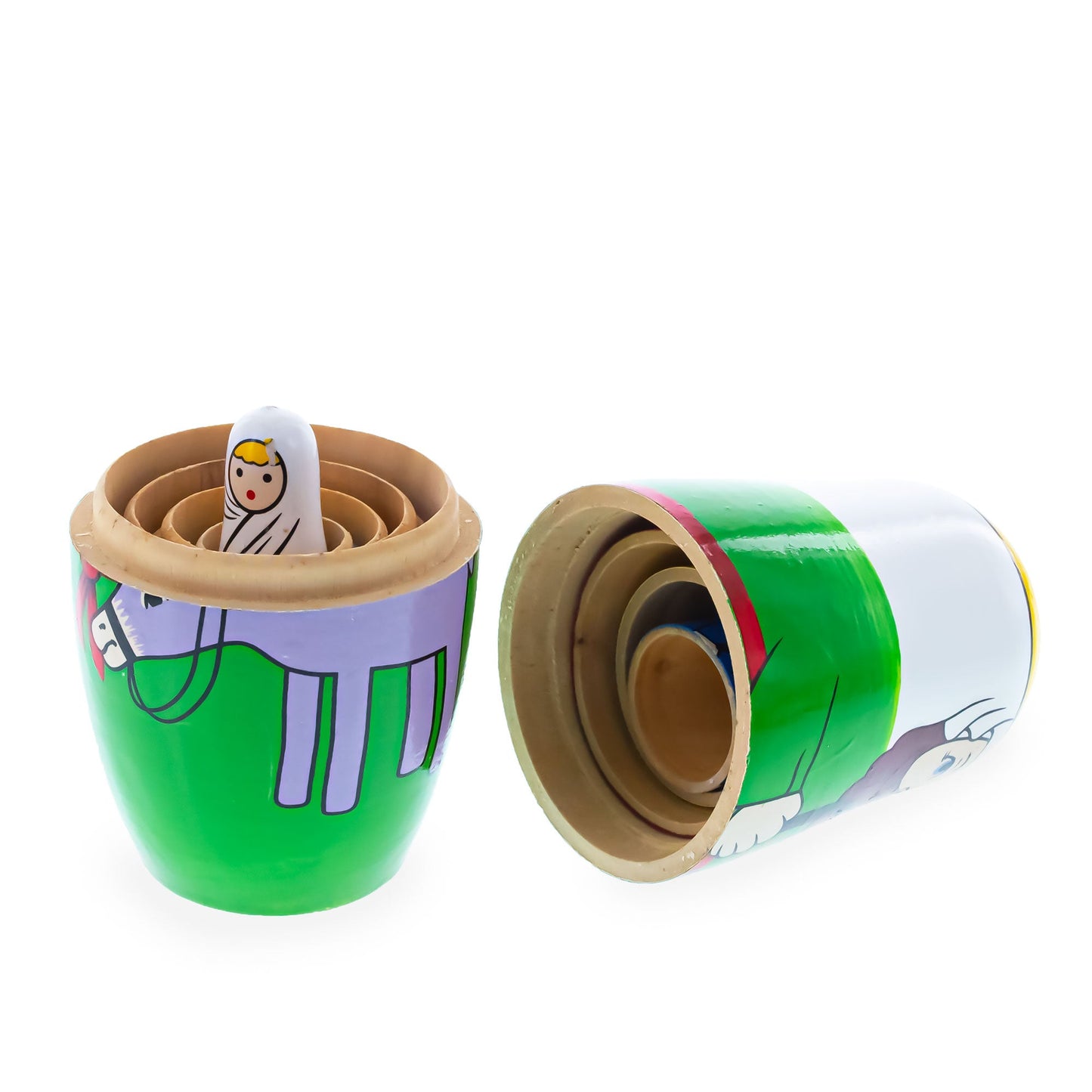 Set of 5 Nativity Scene Wooden Nesting Dolls 5.75 Inches