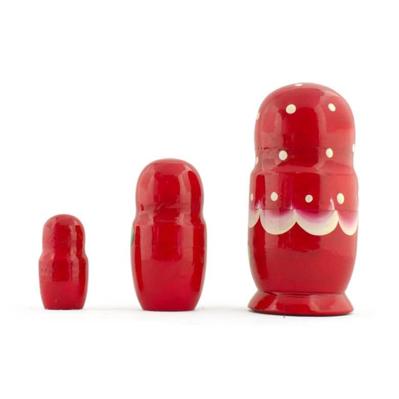 Set of 3 Anemone Flowers Wooden Nesting Dolls 3.5 Inches