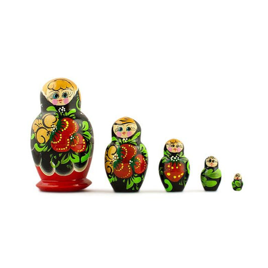Set of 5 Wooden Nesting Dolls  3.5 Inches