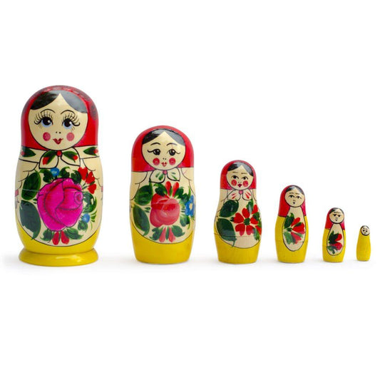 Set of 6 Wooden Dolls Nesting Dolls Semenov Matryoshka 5.75 Inches
