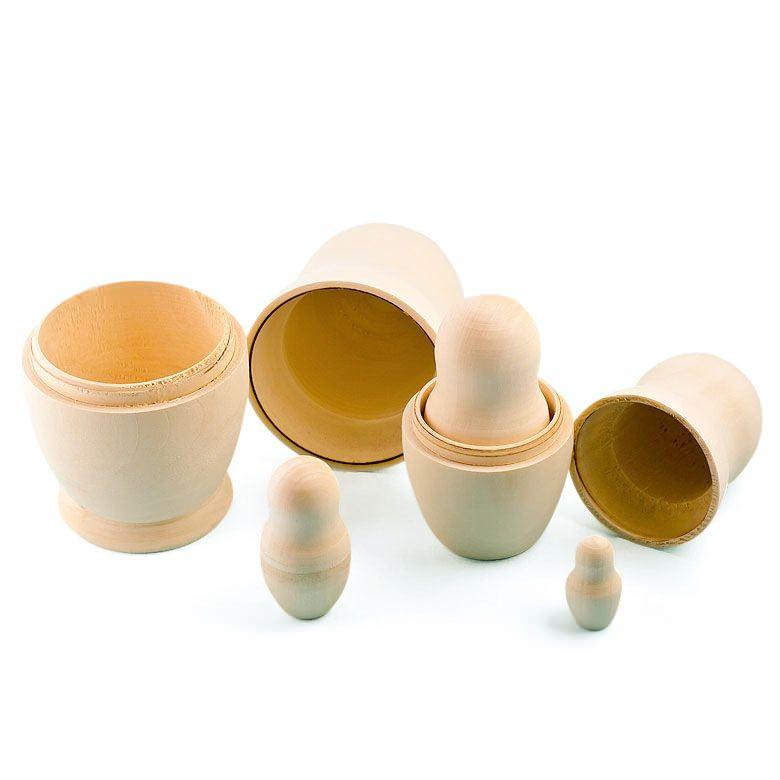 Set of 5 Unfinished Wooden Nesting Dolls DIY Craft Blanks for Painting  5.75 Inches