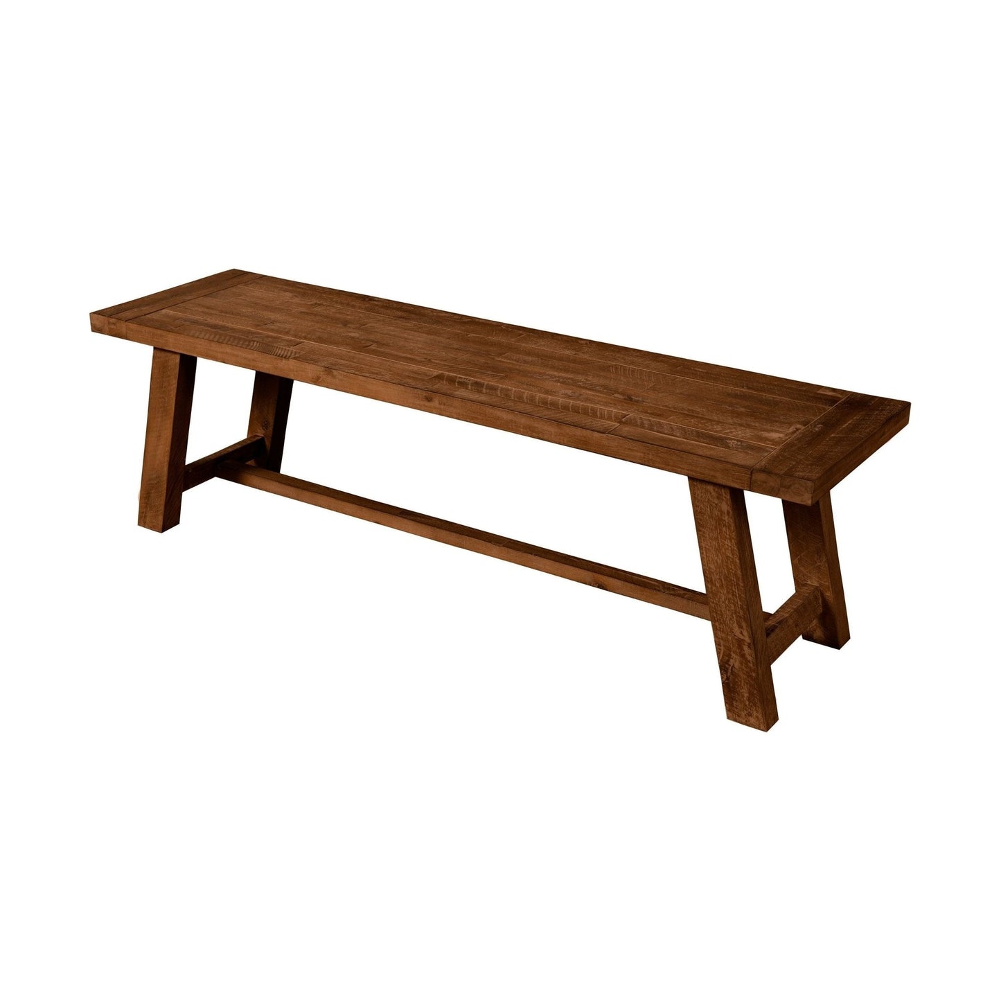 Newberry Bench in medium brown distressed finish, perfect for rustic dining room decor.