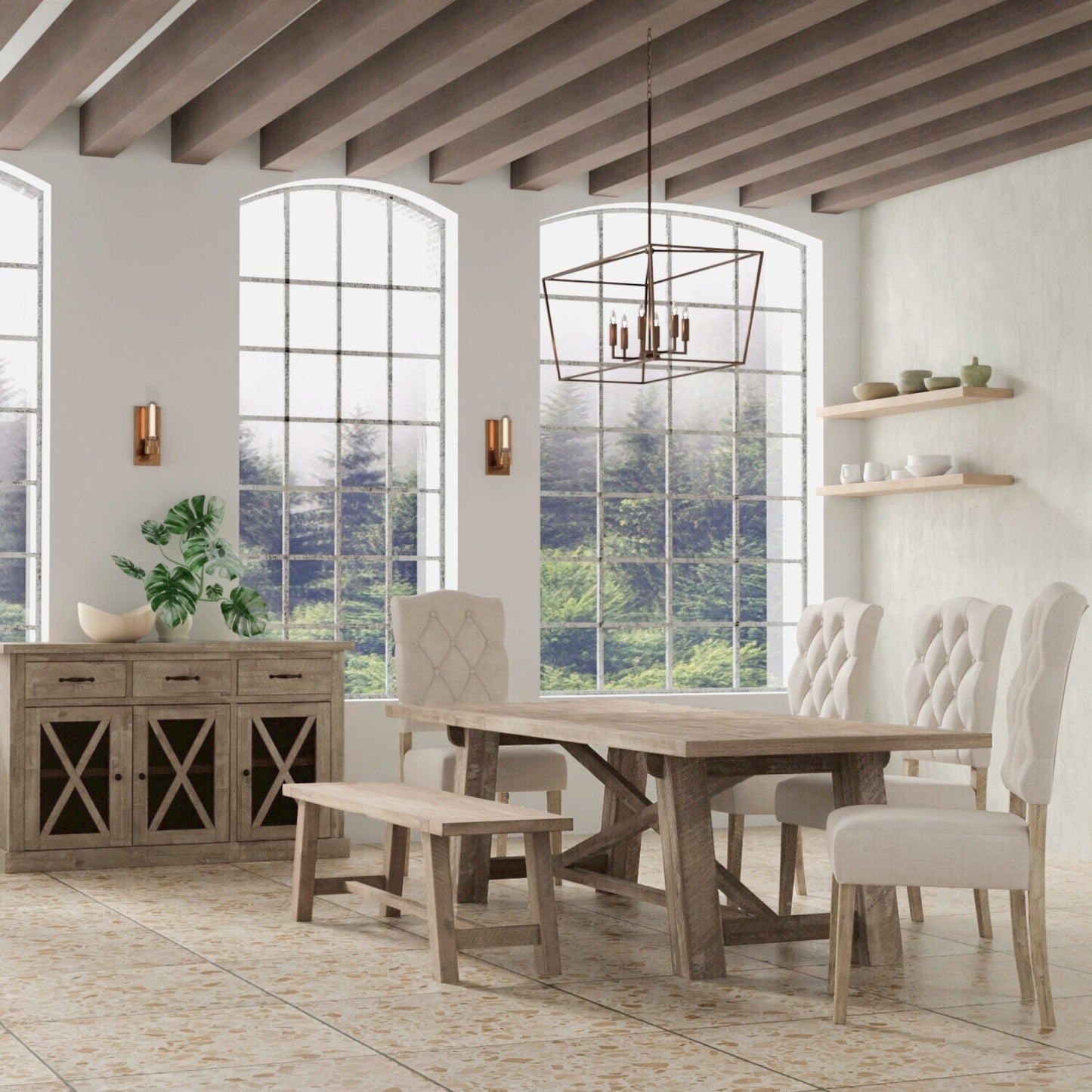 Newberry Rectangular Dining Table, Weathered Natural