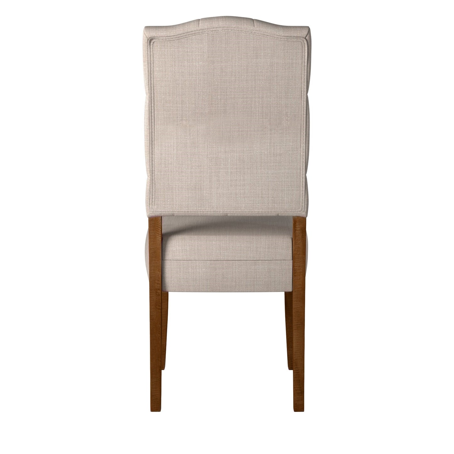 Newberry Side Chairs in medium brown with a curved back and distressed wood legs.
