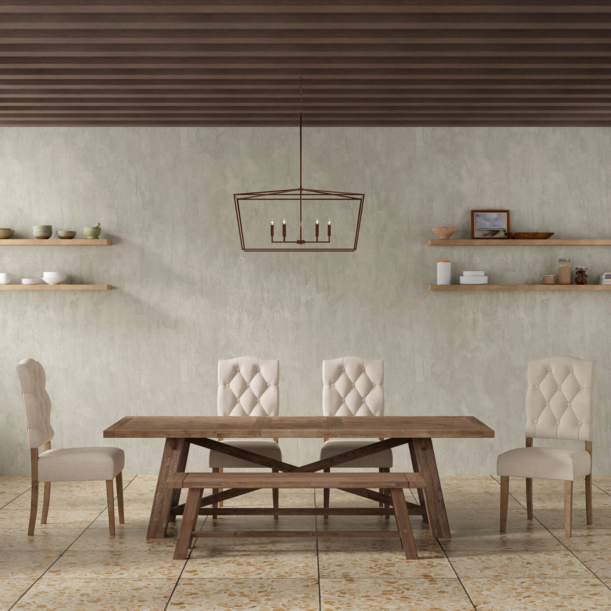 Newberry Side Chairs around a rustic dining table in a modern setting with elegant decor.