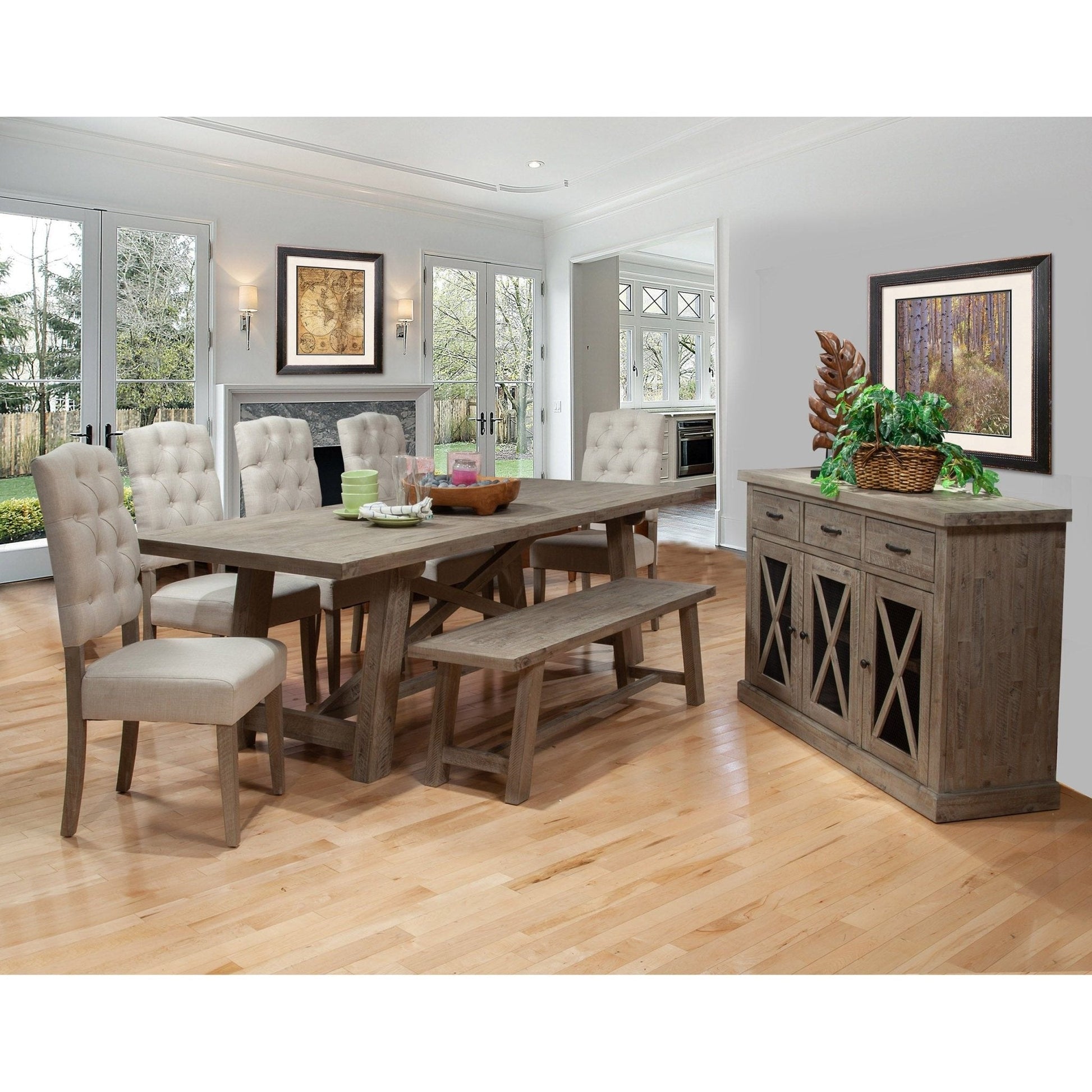 Newberry Side Chairs in a spacious dining room with a wooden table and natural light, showcasing their stylish design.