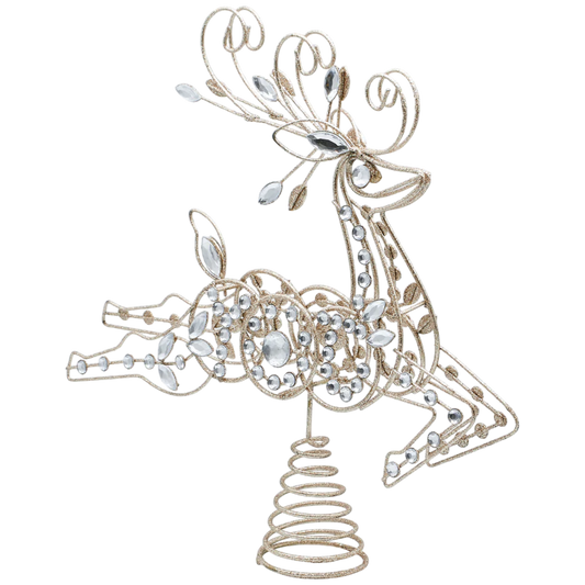 Crystal & Wire Reindeer Treetopper - 13 Inch