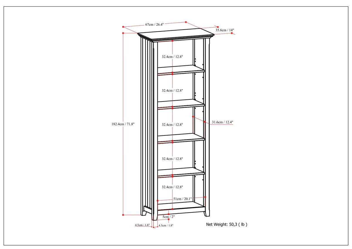 Acadian 5 Shelf Bookcase