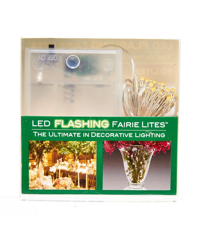 Battery-Operated 50-Light LED Fairy Flashing Light Set - Cool White