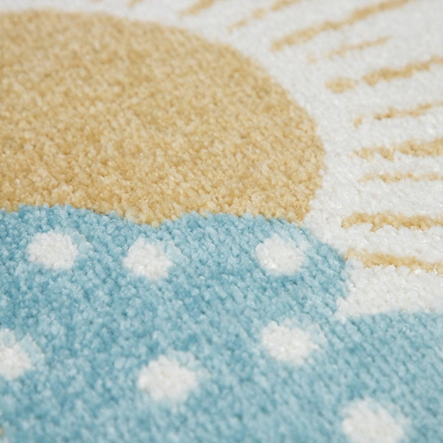 Nursery Rug For Kids Llama, Mountains in Grey Blue Cream