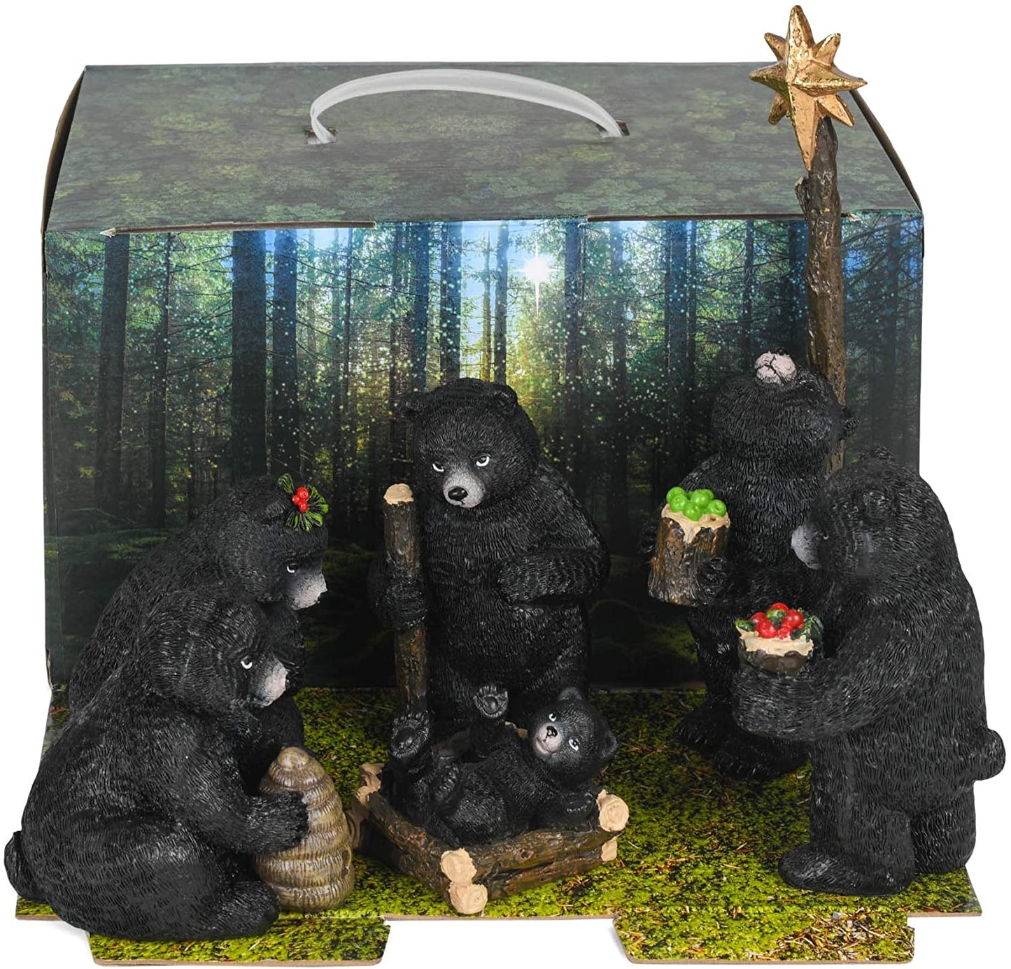 6 Piece 9.5 Inch Black Bear Nativity Set