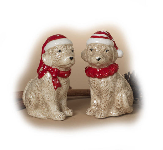 Ceramic Holiday Dog Salt and Pepper Set