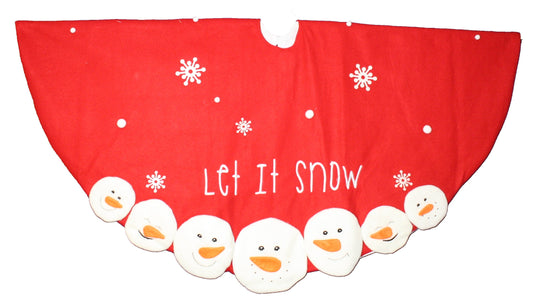Embroidered Tree Skirt with Snowman Appliques - 48 Inch