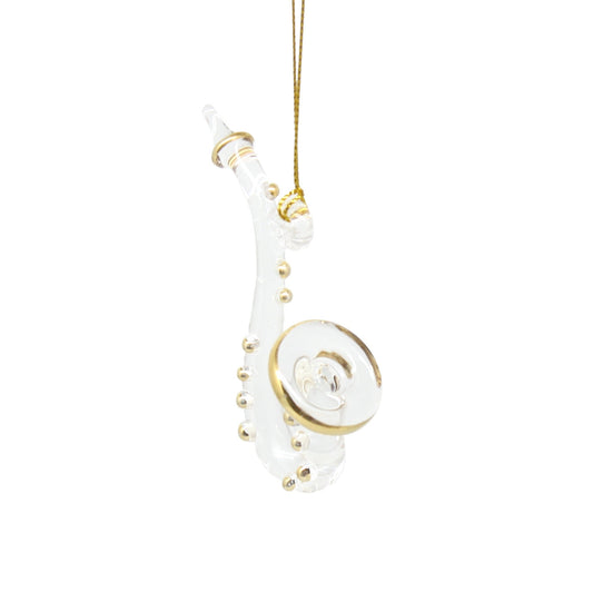 Egyptian Glass Saxophone Ornament with Gold Accents