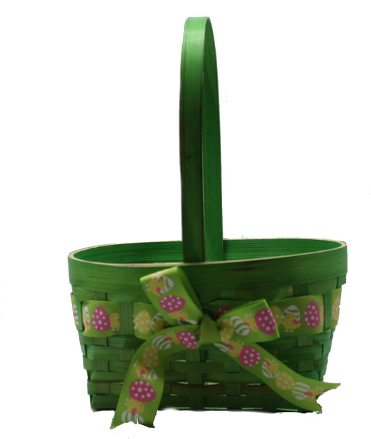 Easter Oval Bamboo Baskets - Small Green