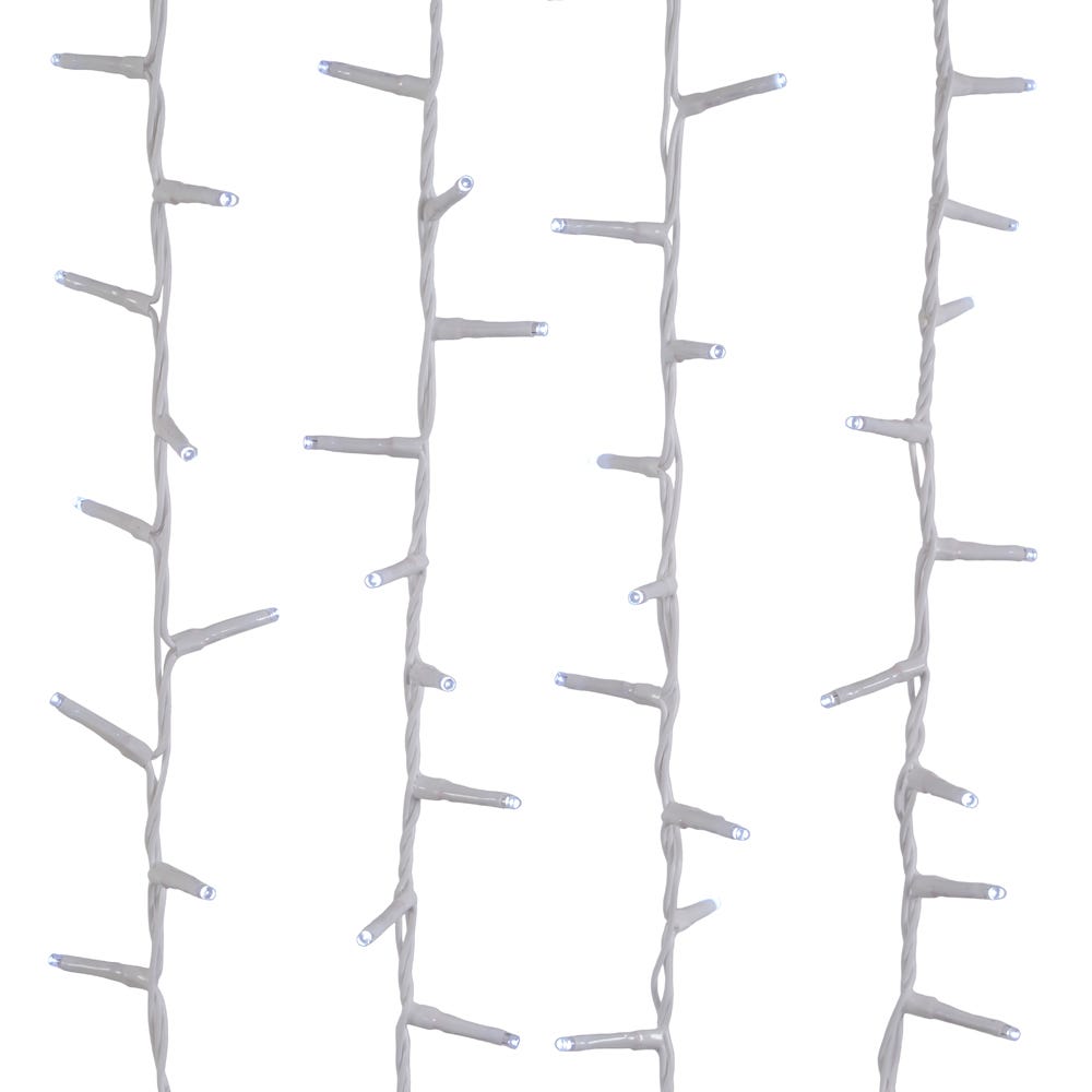 600-Light Cool White LED White Wire Rice Light Garland