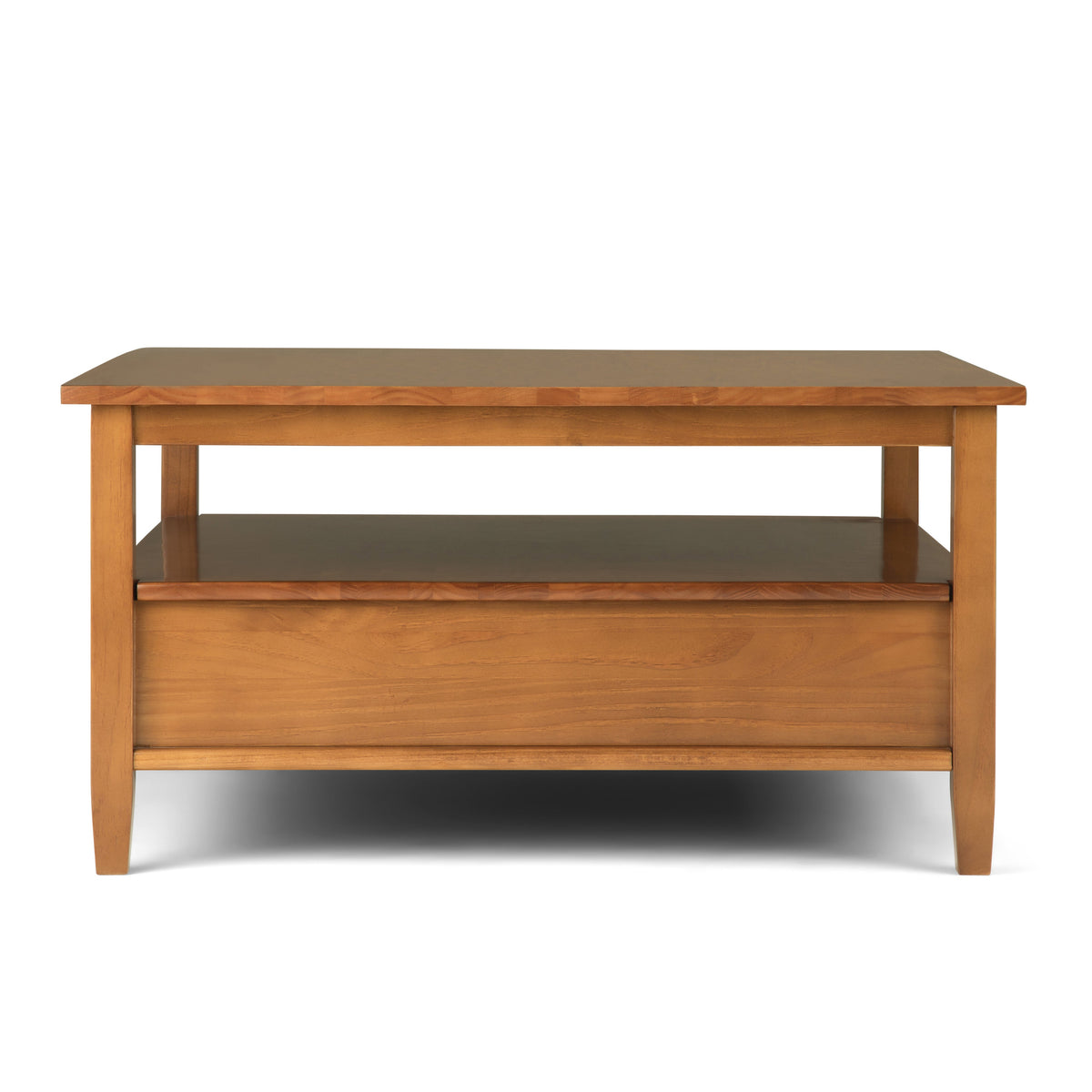 Warm Shaker 36 Inch Wide Solid Wood Square Coffee Table in Light Golden