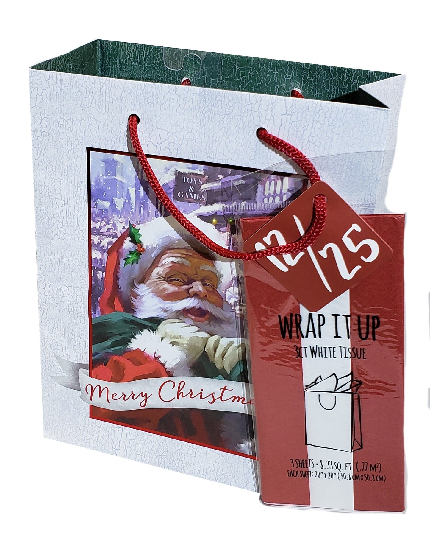 Traditional Gift Bag With Matching Tissue - Medium - Classic Santa