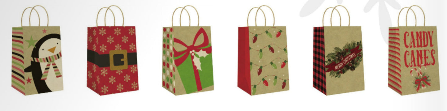 Jr Cub Kraft Gift Bag - Candy Canes