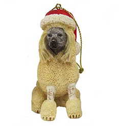 Dog in a Santa Hat Ornament - Poodle