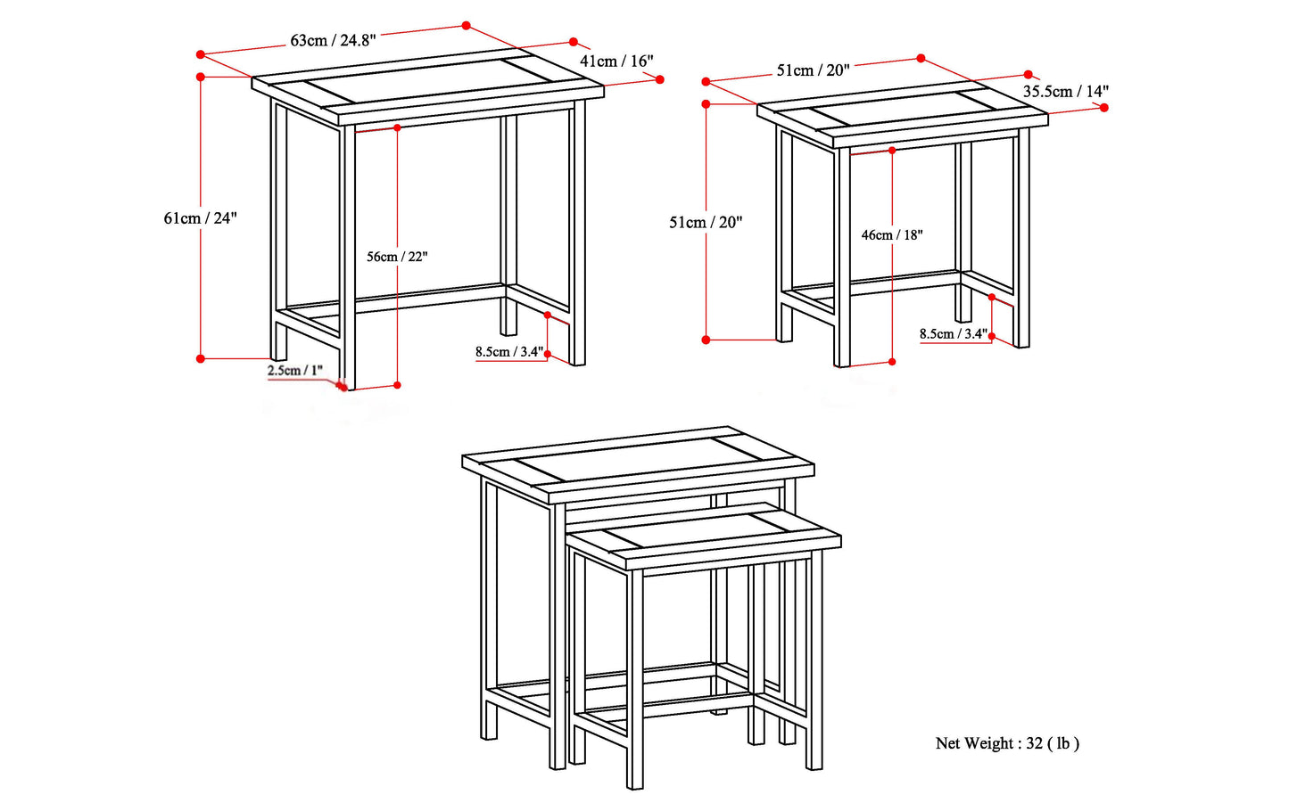 Skyler - 2 Pc Nesting Side Table - Dark
