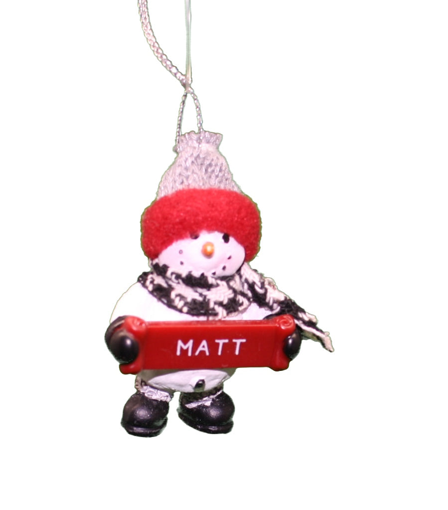 Cozy Snowman Ornament (Letters G - R) -