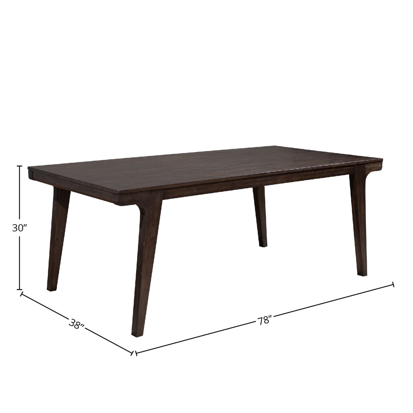 Olejo Dining Table in chocolate finish, dimensions 78x38x30 inches, perfect for any dining space.