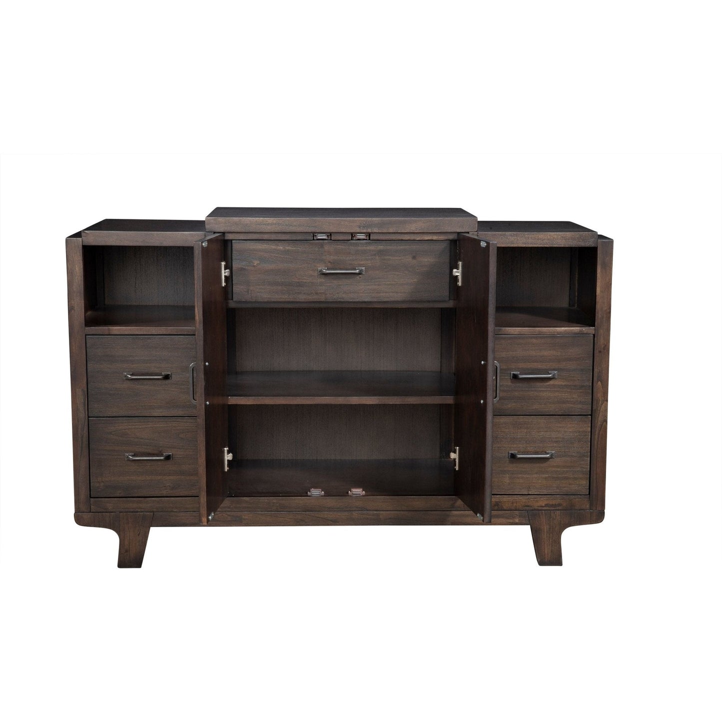 Olejo Server in chocolate finish showcasing spacious storage and elegant design for dining room.