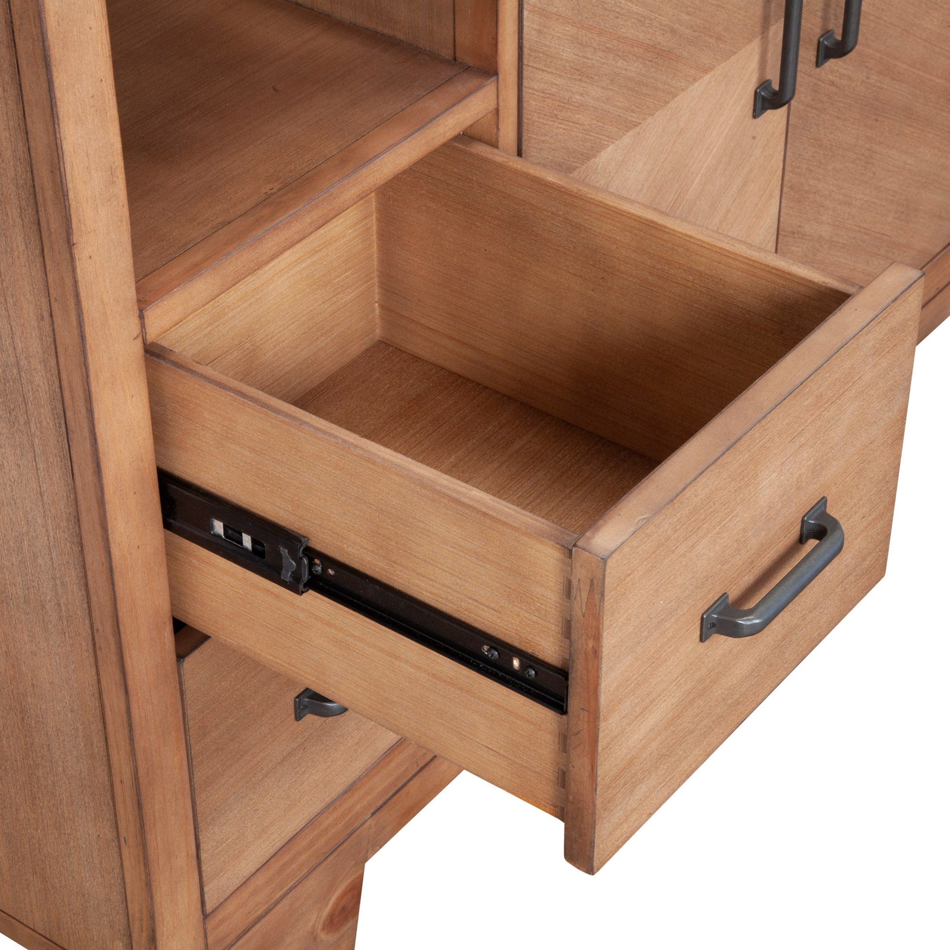 Olejo Server drawer open showcasing natural wood finish and quality craftsmanship