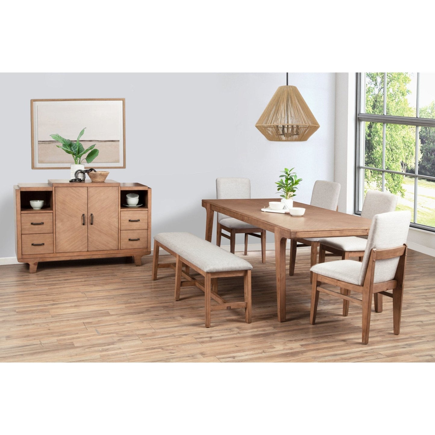 Olejo Side Chairs arranged around a dining table in a modern dining room setting.