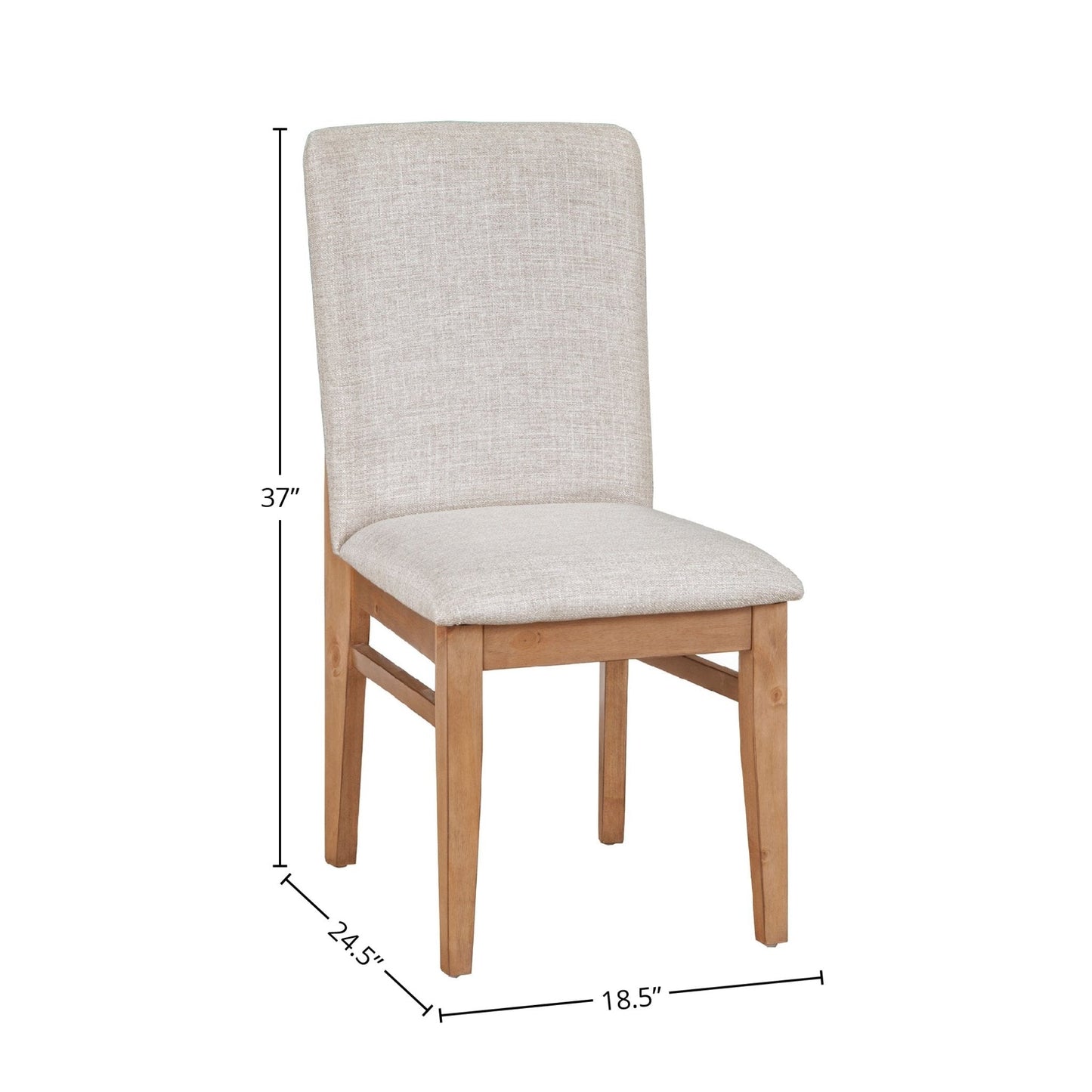 Olejo Side Chairs in Natural color, showcasing elegant design and dimensions of 37" height, 24.5" depth, and 18.5" width.
