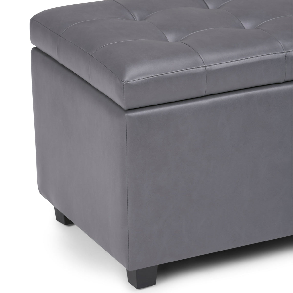 Cosmopolitan 34 Inch Wide Storage Ottoman in Stone