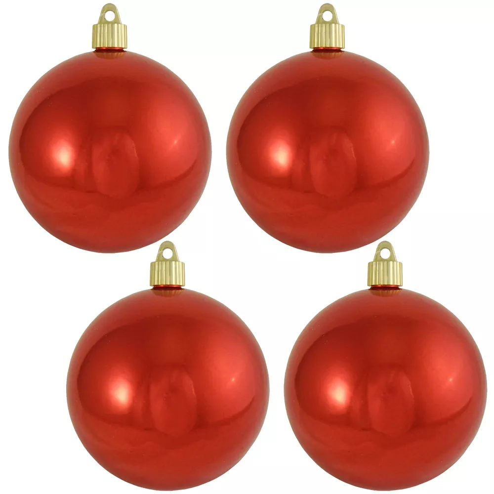 4" (100mm) Commercial Shatterproof Ball Ornament - Shiny True Love Red - 4 Pack
