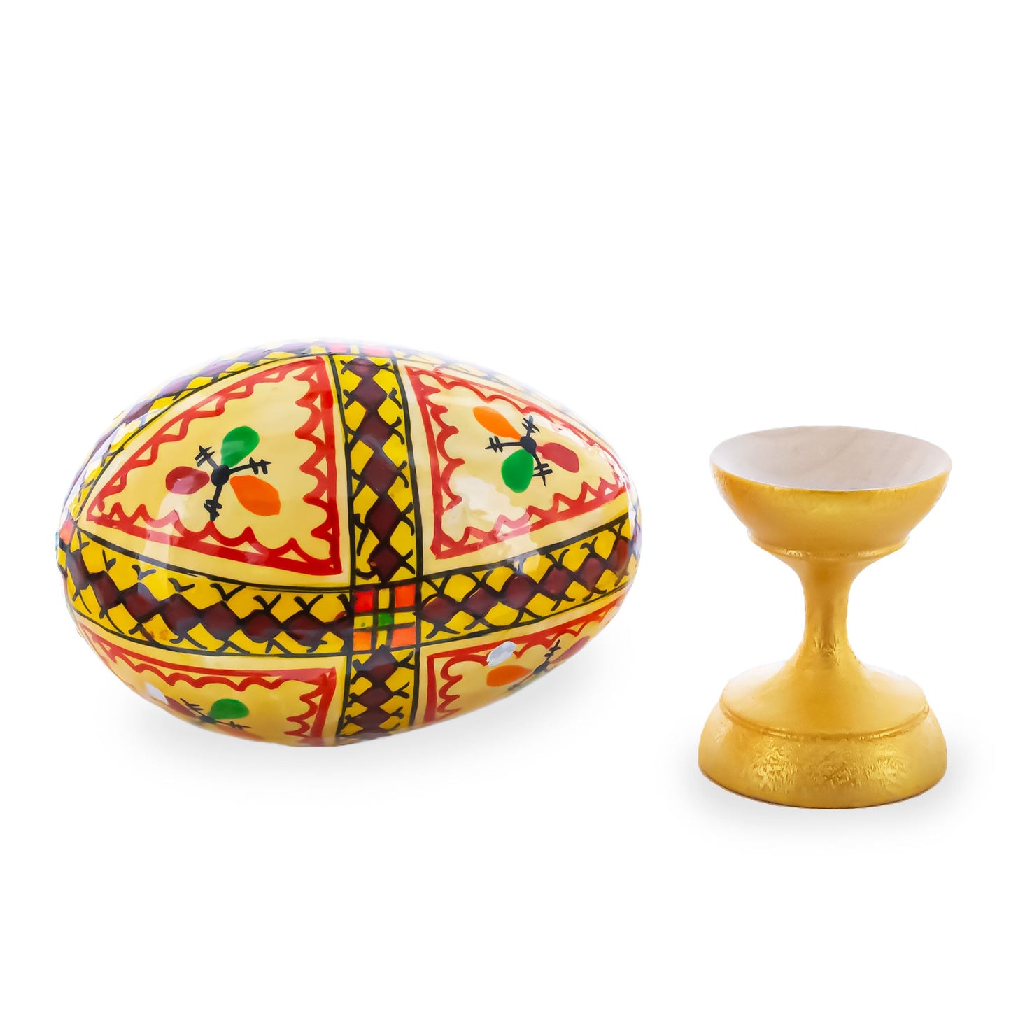 Triangles Hand Painted Wooden Pysanky Easter Egg