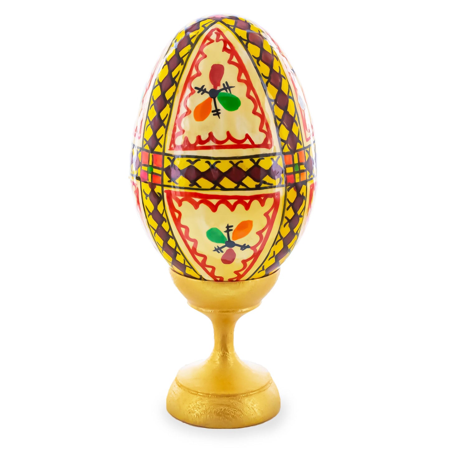 Triangles Hand Painted Wooden Pysanky Easter Egg