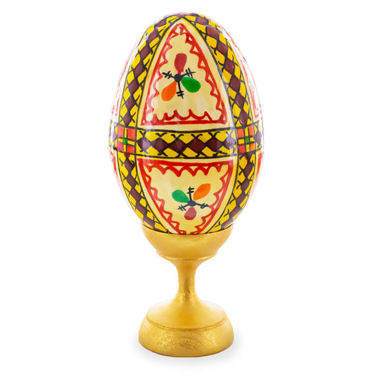 Triangles Hand Painted Wooden Pysanky Easter Egg