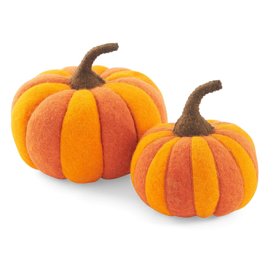 Orange Pumpkin Pair Hand Felted Wool - Medium Arcadia Home