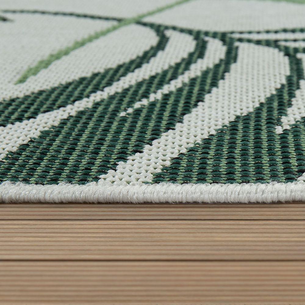 Outdoor Rug Ostende Palm Leaf Pattern - Green White
